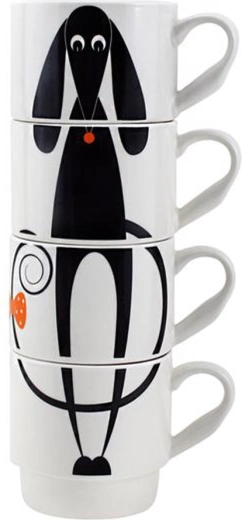 Keramické stohovatelné hrnky s pejskem 340 ml TORO, sada 4 ks