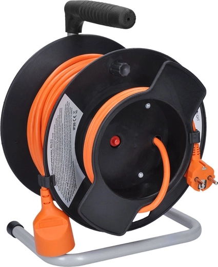 Solight prodlužovací přívod na bubnu s 1 zásuvkou, 25 m, oranžový kabel