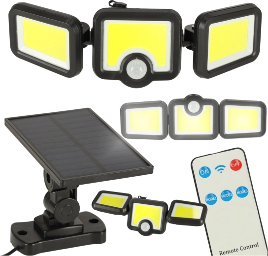 Solární LED reflektor 3v1 s pohybovým a soumrakovým senzorem