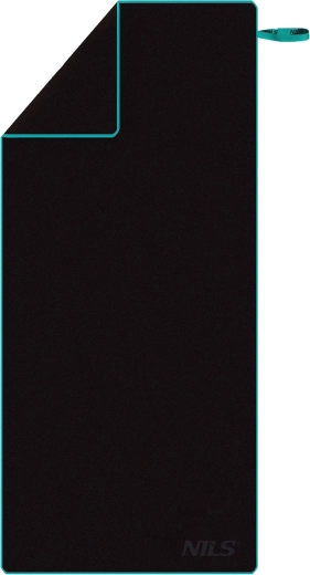 Rychleschnoucí ručník z mikrovlákna NILS černý/modrý 200 × 90 cm