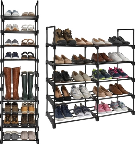 Deskový botník RUHHY, 10 úrovní, 45 × 30 × 174 cm, černý