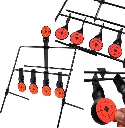 ocelový střelecký terč s automatickým resetem, 5 cílů