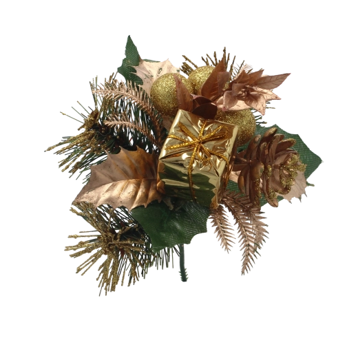 Zlatá vánoční ozdobná větvička 18 cm