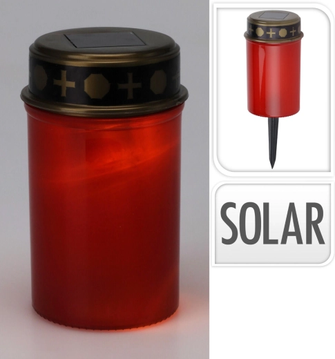 Hřbitovní LED svíčka se solárním nabíjením, zápich, 12 cm