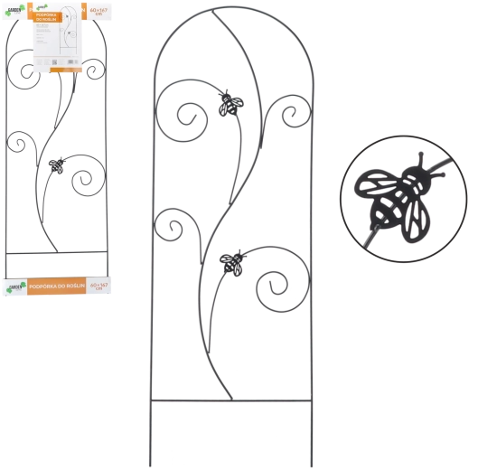 Kovová zahradní mříž na popínavé rostliny 60 × 167 cm, černá