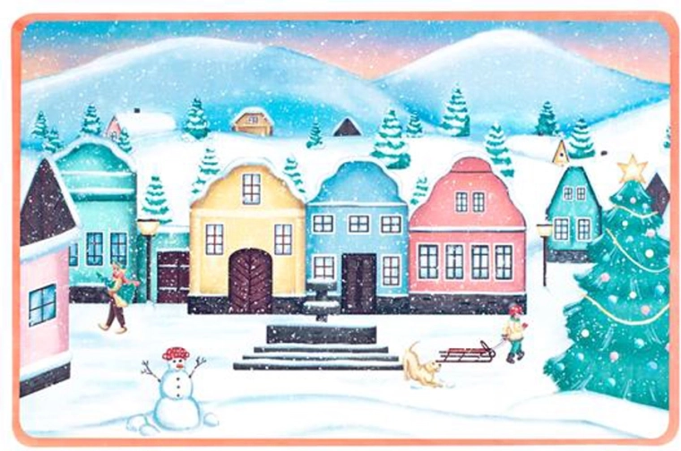 Vánoční prostírání Vesnička, plast 28,5 × 44 cm