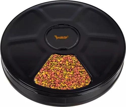 Automatický dávkovač krmiva PURLOY, 6-komorový, s časovačem a LED displejem