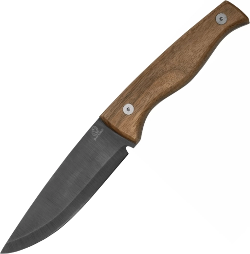 BeaverCraft BSH3 bushcraft nůž s modřenou čepelí z uhlíkové oceli, ořechová rukojeť a kožené pouzdro