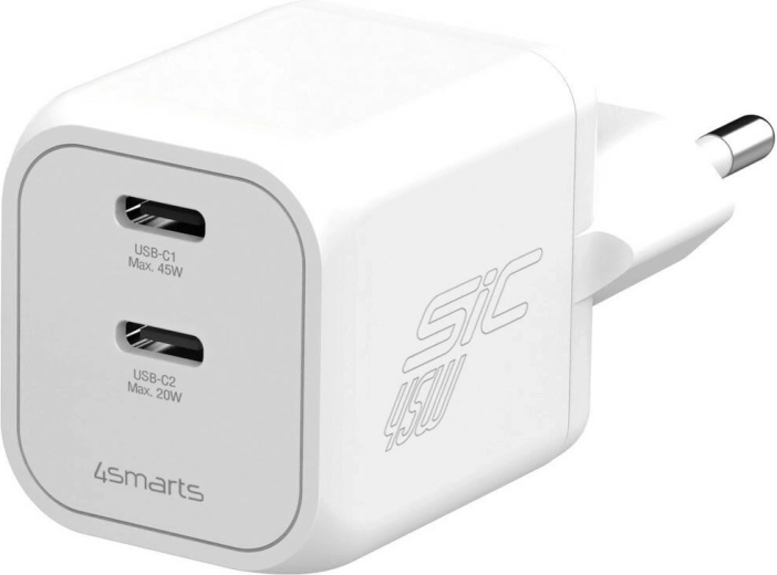 Síťová nabíječka 4smarts 45 W PD SiC Dual bílá