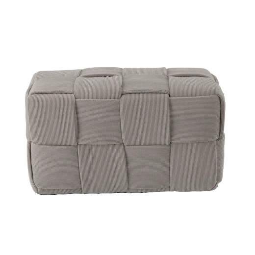 Světle šedý pletený obdélníkový puf 60 × 32 × 32 cm