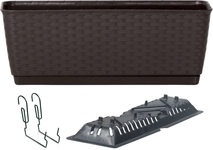 Závěsný ratanový truhlík s háky RATOLLA PW 40 cm – umbra