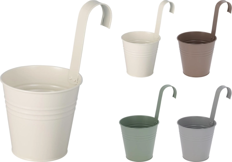 Závěsný dekorační květináč 13 cm z pozinkovaného kovu – mix barev