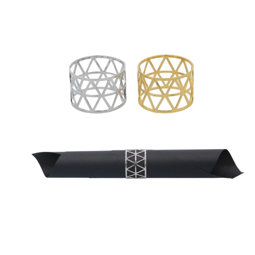 Sada kroužků na ubrousky ve zlaté a stříbrné barvě, 4 ks