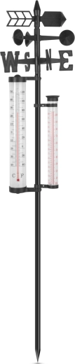 Zahradní meteorologická stanice s teploměrem, srážkoměrem a anemometrem