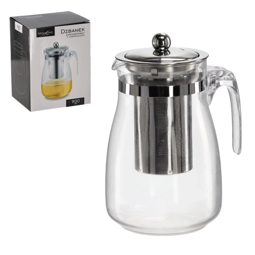 Žáruvzdorný skleněný džbánek s nerezovým sítkem 900 ml