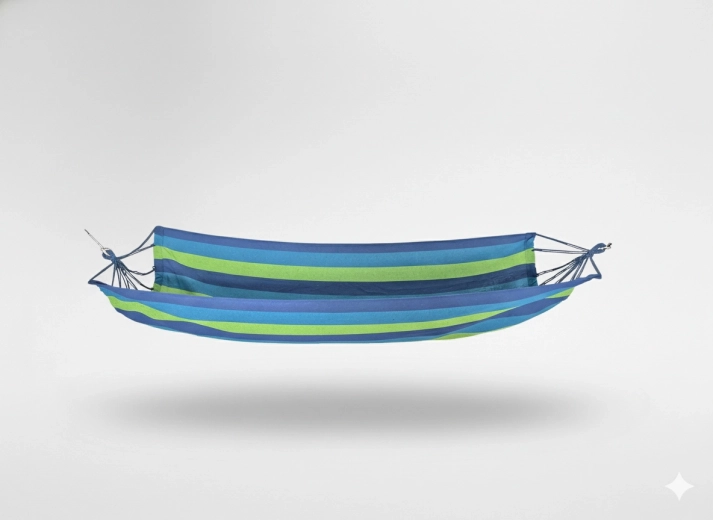Závěsná houpací síť 200 × 100 cm modré pruhy