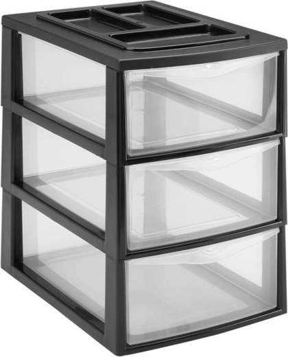 Plastový regál se 3 zásuvkami HEIDRUN 38 × 27 × 38 cm