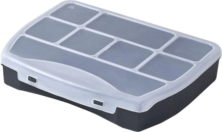 Organizér DOMINO 190 × 155 × 37 mm, černý/průhledný
