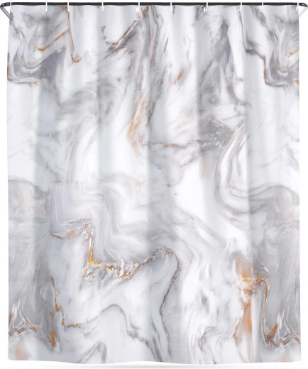 Voděodolný sprchový závěs mramor 180 × 180 cm s háčky