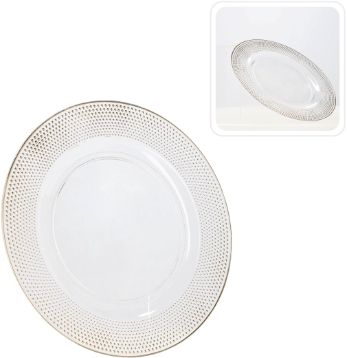 Transparentně zlatý kulatý podtalíř 33 cm (6 ks)