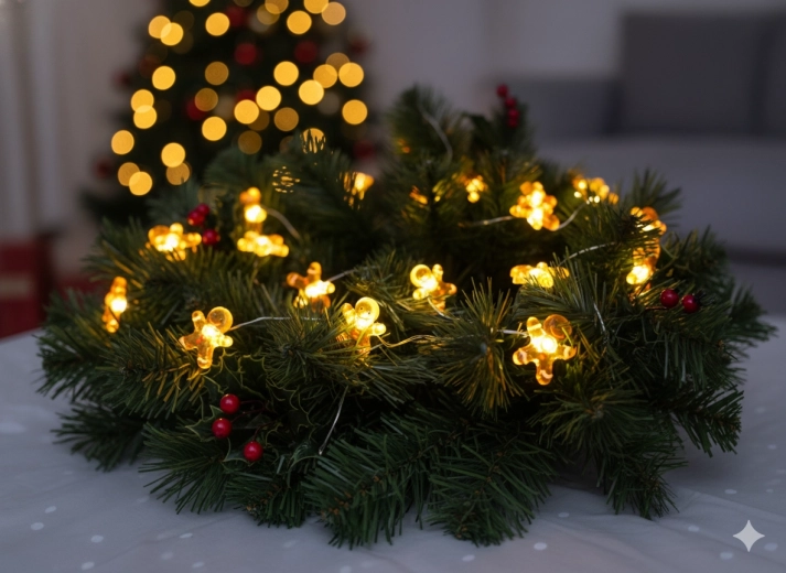 Světelný řetěz LED perníčkoví mužíčci, 20 LED, na baterie