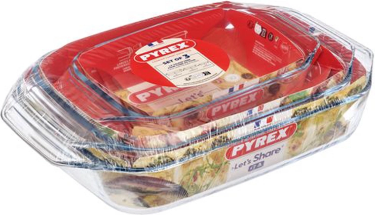 Sada skleněných pekáčů PYREX 3 ks (1,4 l + 3 l + 4 l)