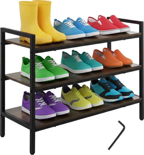 Ruhhy třípatrový regál na boty 79 cm v loft stylu