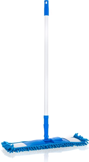 Plochý žinylkový mop s teleskopickou tyčí, tmavě modrý (42 × 13 cm, 68–120 cm)