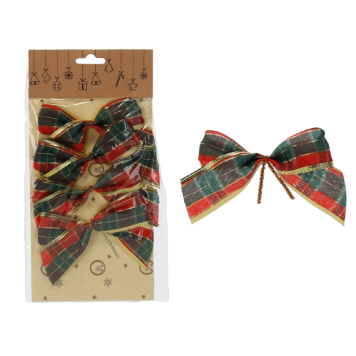 Vánoční dekorativní mašle 10 cm – sada 4 ks