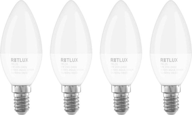 Retlux LED žárovka svíčka E14 5 W teplá bílá - 4 ks