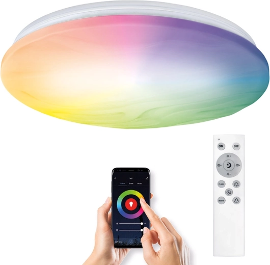 Solight chytré LED stropní světlo Wave 30 W (Wi‑Fi, RGB + CCT, dálkové ovládání)
