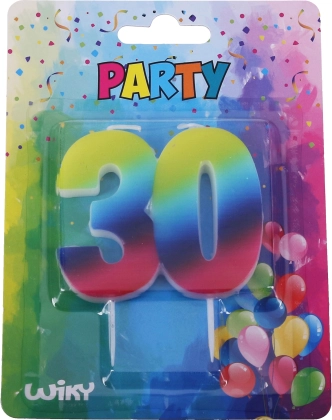 Narozeninová svíčka číslo 30 duhová