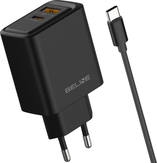 Síťová nabíječka Beline 45 W USB-A/USB-C s kabelem GaN PD černá