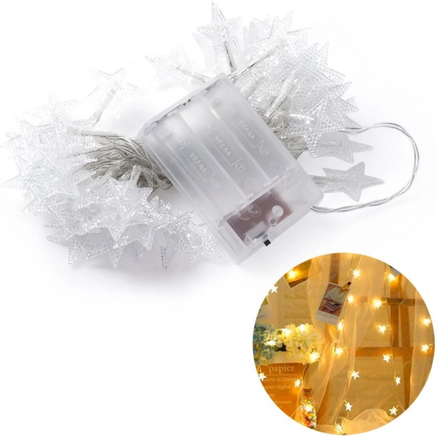 Světelný řetěz LED hvězdy 5 m na baterie