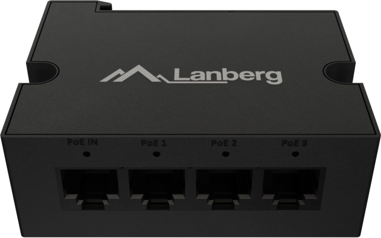 Lanberg poe extender switch na din lištu 1× poe in / 3× poe out (fast ethernet, 30 w)