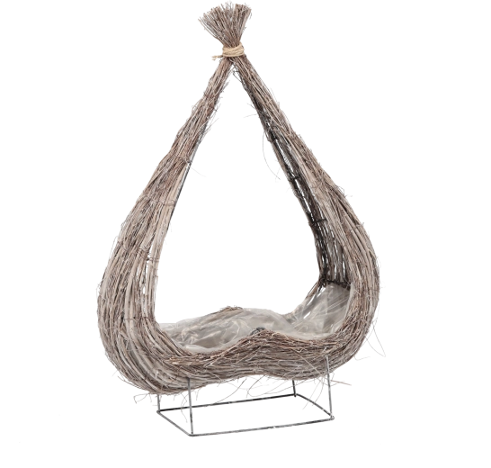 Proutěný obal na květináč ve tvaru srdce s běleným efektem 45 × 15 × 59 cm