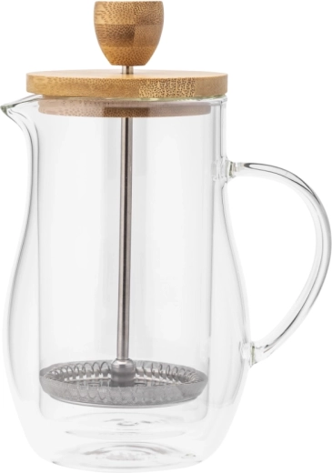 Skleněný french press s bambusovým víkem 400 ml