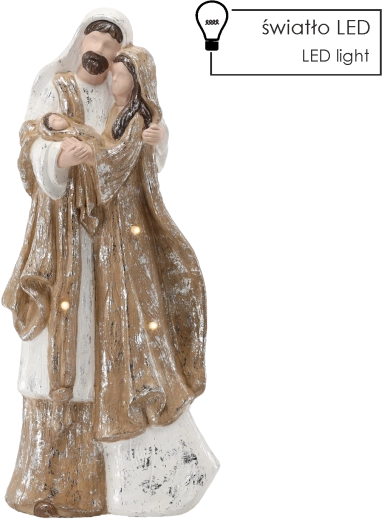 Vánoční figurka Svatá rodina s LED osvětlením 55 cm