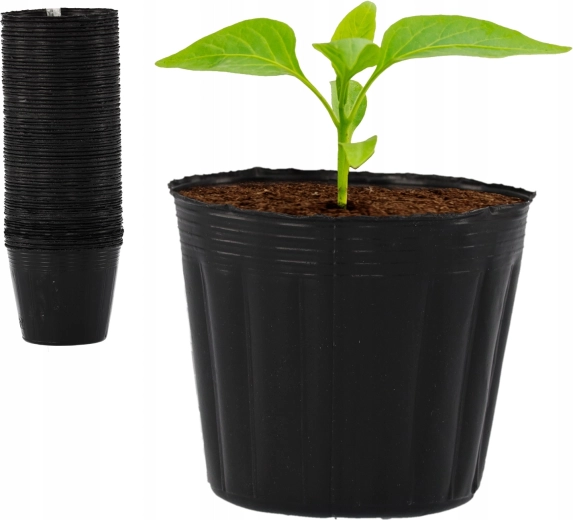 Sada 100 plastových květináčů na sadbu 9 × 7,8 cm