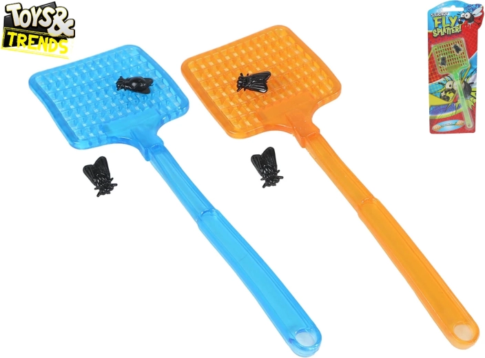 Strečová plácačka na mouchy s lepivými mouchami