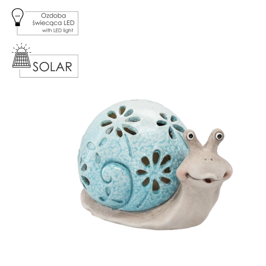 Zahradní modrý šnek s LED osvětlením – sada 2 ks