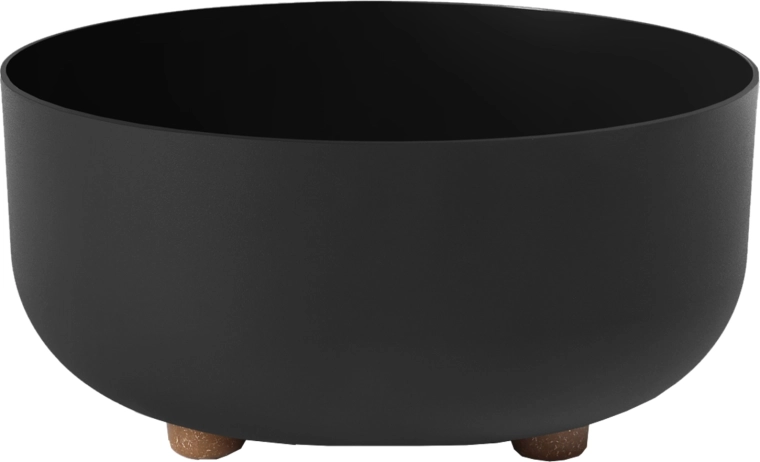 Mísa na rostliny Sofia 30 cm černá s dřevěnými nožkami LAMELA