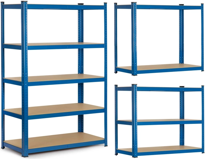 Kovový regál Humberg 150 × 75 × 30 cm, 5 polic, modrý