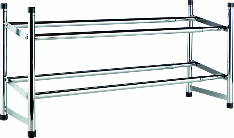 Nastavitelný dvoupatrový chromovaný botník z oceli