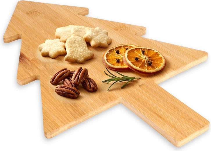 Dřevěné prkénko na krájení a servírování ve tvaru vánočního stromku 44,5 × 30 cm