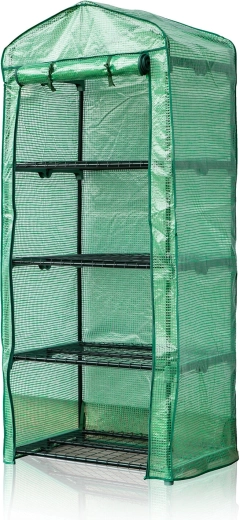 Zahradní fóliovník 69 × 50 × 160 cm se 4 policemi, zelený