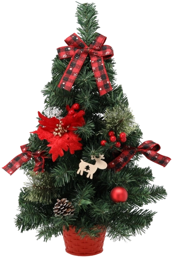 Vánoční stromek 60 cm červený s poinsetií v květináči