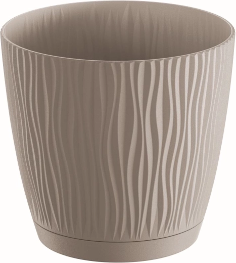 Květináč Sandy P s miskou 24 cm mocca