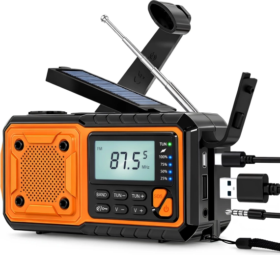 Nouzové solární rádio Renew Force s powerbankou 5000 mAh, dynamem a FM/AM/SW - 1 kus