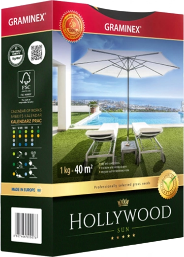 Prémiová travní směs HOLLYWOOD 1 kg pro slunná a suchá místa